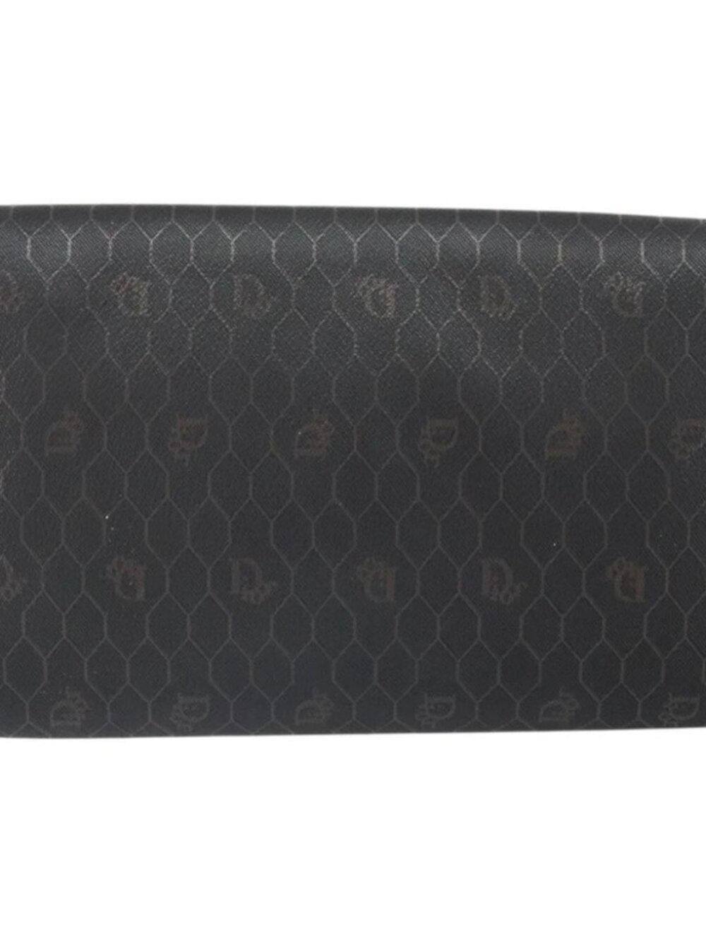 Christian Dior Honeycomb Canvas Chain Shoulder Bag PVC Black Gold Auth - Picture 2 of 15
